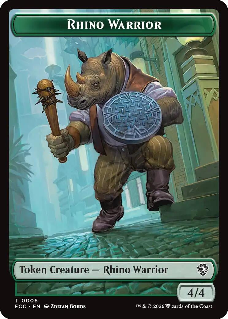 Rhino Warrior // Elemental (0010) Double-Sided Token (6 // 10) [Commander: Lorwyn Eclipsed Tokens]