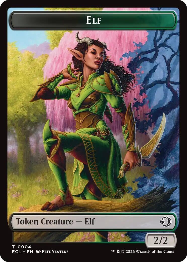 Elf // Treasure Double-Sided Token (4 // 10) [Lorwyn Eclipsed Tokens]