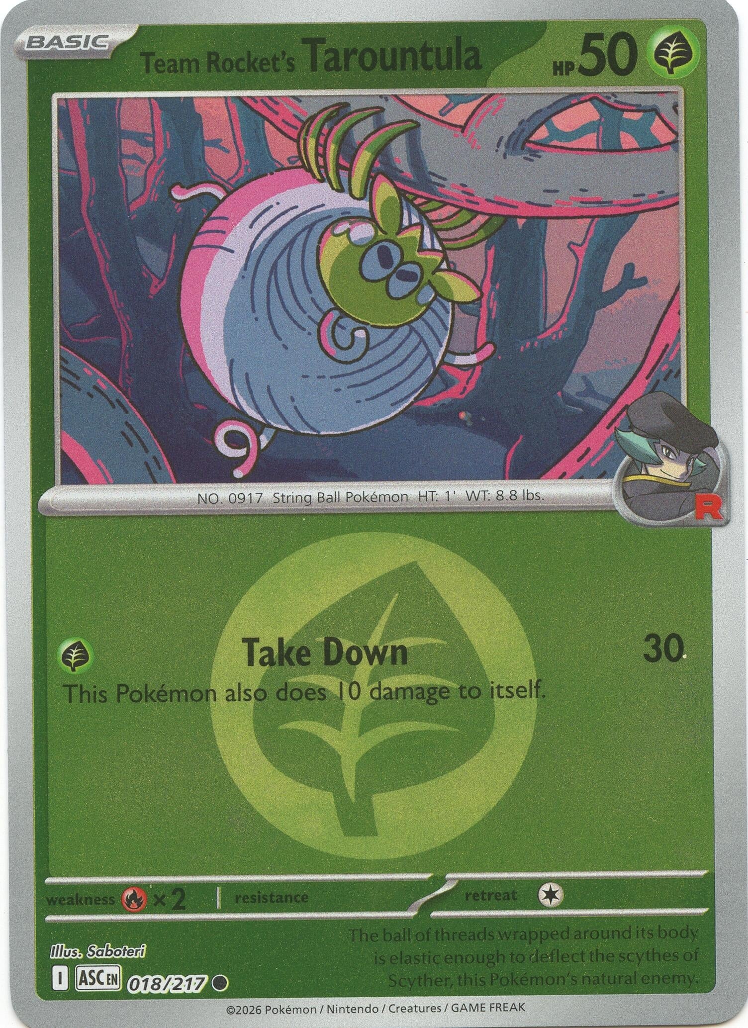 Team Rocket's Tarountula (Energy Symbol Pattern) (018/217) [ME: Ascended Heroes]