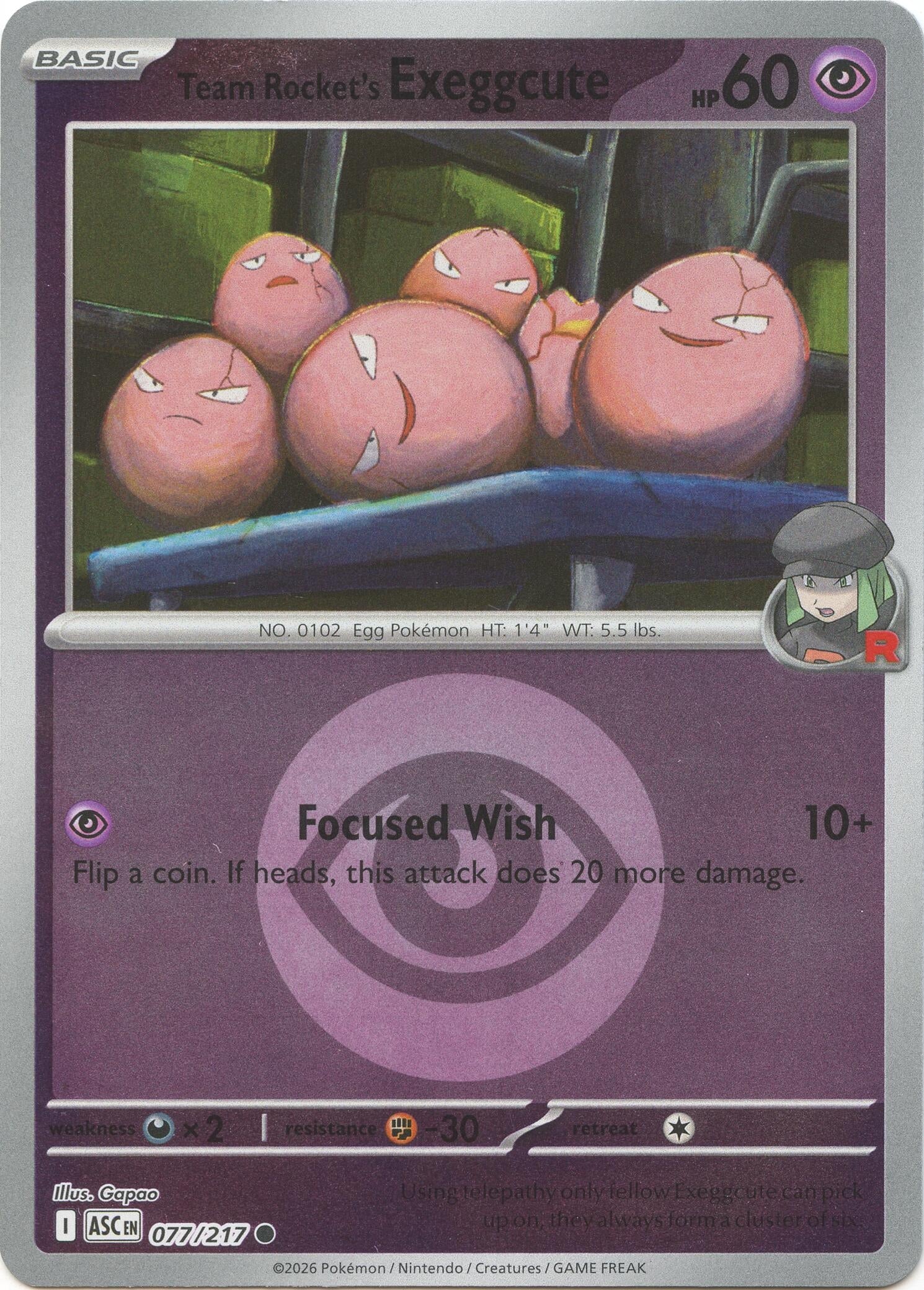Team Rocket's exeggcute (Energy Symbol Pattern) (077/217) [ME: Ascended Heroes]