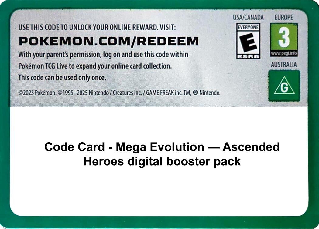 Image for Code Card - Ascended Heroes Booster Pack [ME: Ascended Heroes] - Pokemon