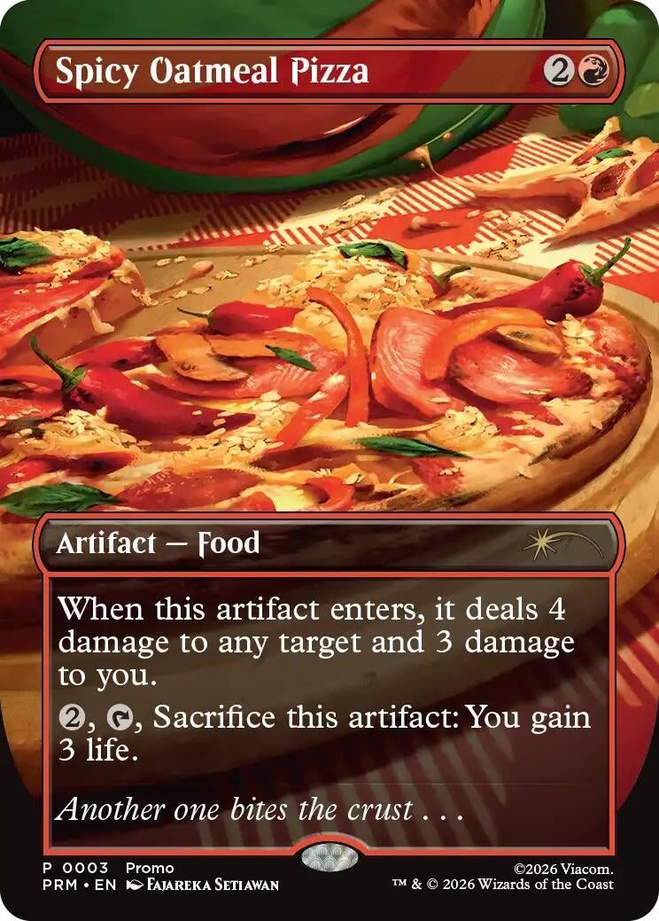Image for Spicy Oatmeal Pizza (Borderless) (3) [Unique and Miscellaneous Promos] - Magic: The Gathering