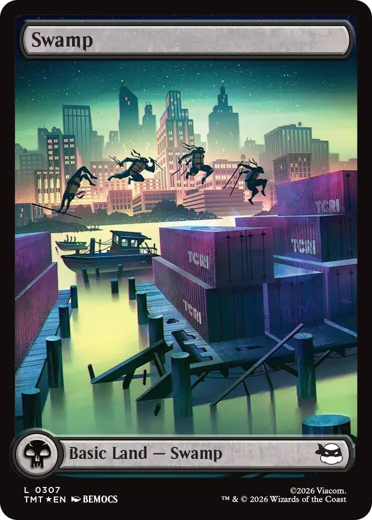 Image for Swamp (0307) (Surge Foil) (307) [Teenage Mutant Ninja Turtles] - Magic: The Gathering