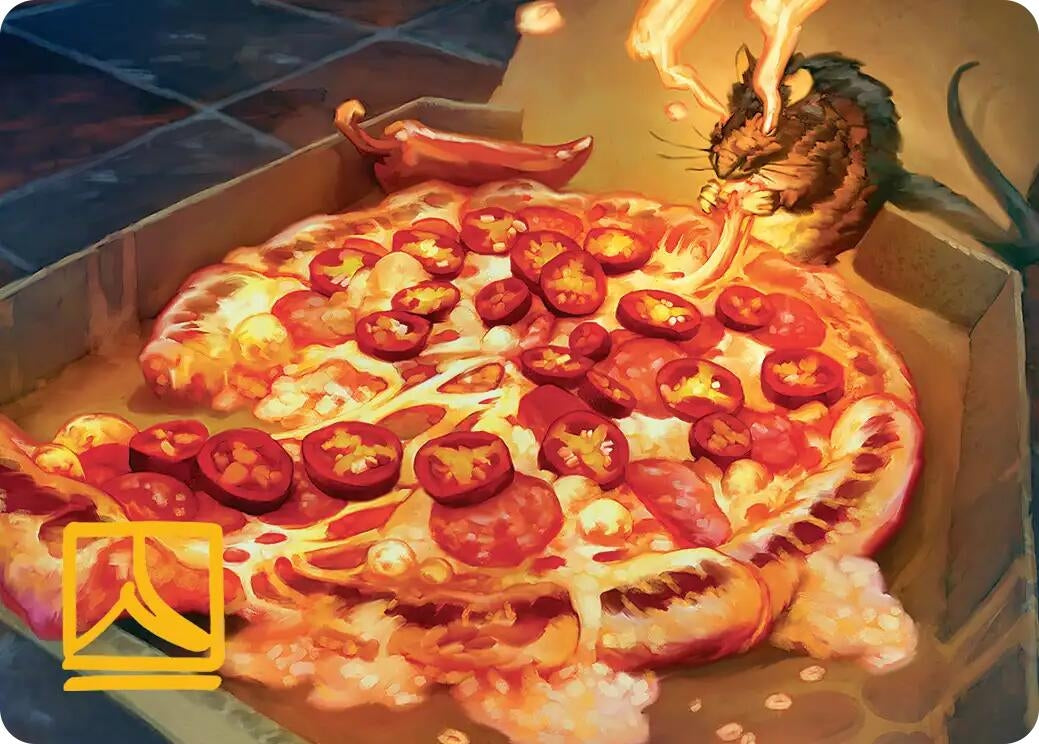 Image for Spicy Oatmeal Pizza Art Card (Gold-Stamped Signature) (11) [Teenage Mutant Ninja Turtles] - Magic: The Gathering