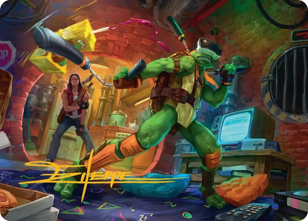 Image for Michelangelo, Game Master Art Card (Gold-Stamped Signature) (13) [Teenage Mutant Ninja Turtles] - Magic: The Gathering