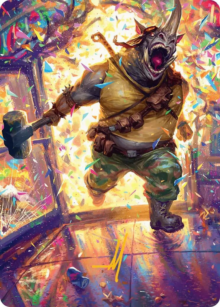 Image for Rocksteady, Rowdy Rhino Art Card (Gold-Stamped Signature) (54) [Teenage Mutant Ninja Turtles] - Magic: The Gathering