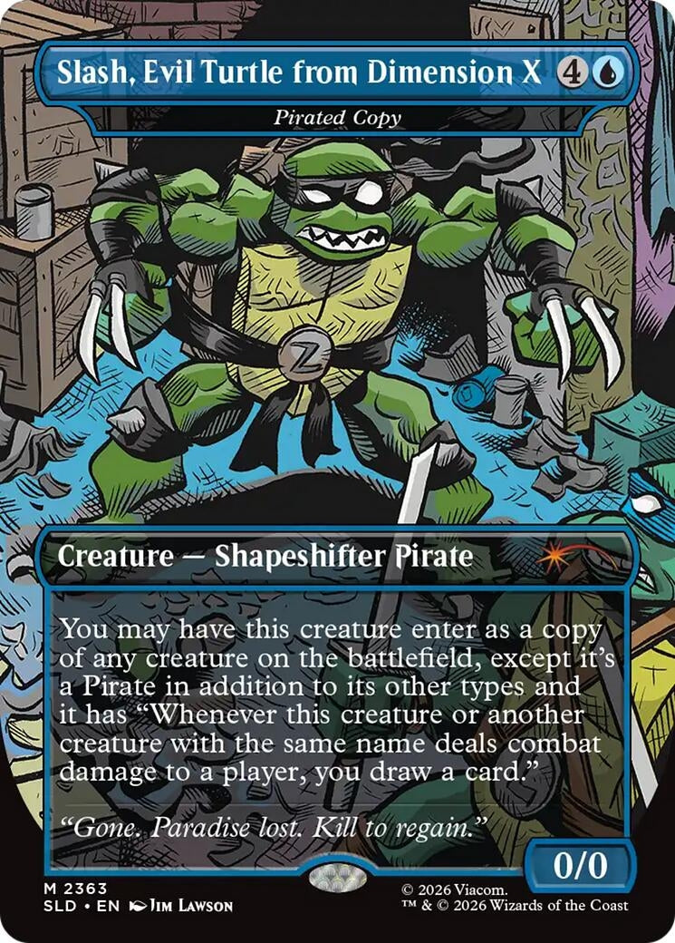Image for Slash, Evil Turtle from Dimension X - Pirated Copy (2363) [Secret Lair Drop Series] - Magic: The Gathering
