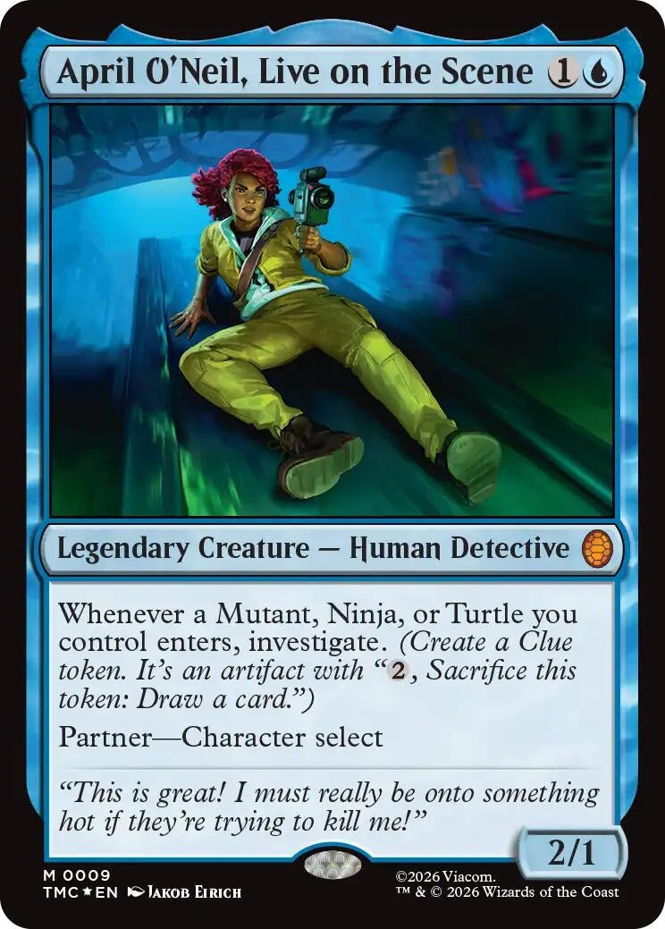 April O'Neil, Live on the Scene (Surge Foil) (9) [Commander: Teenage Mutant Ninja Turtles]
