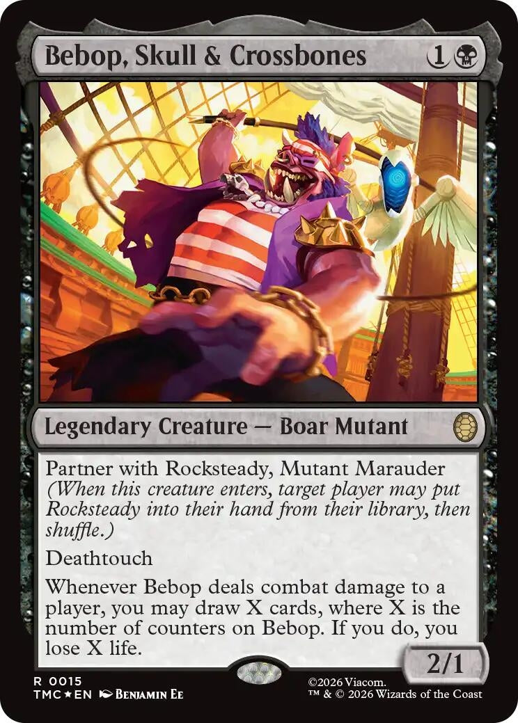 Bebop, Skull & Crossbones (Surge Foil) (15) [Commander: Teenage Mutant Ninja Turtles]