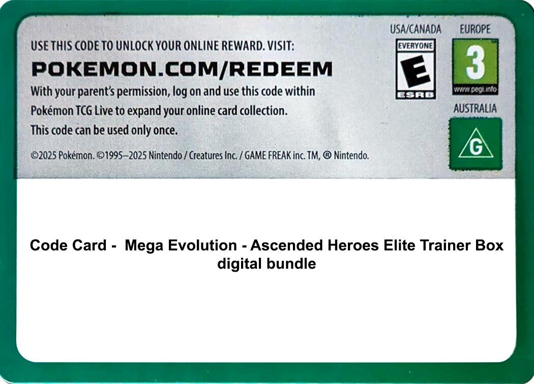 Image for Code Card - Ascended Heroes Elite Trainer Box digital bundle [ME: Ascended Heroes] - Pokemon