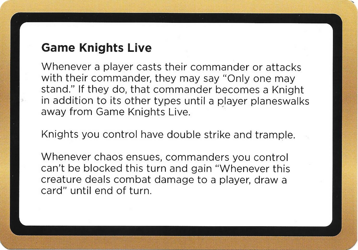 Image for Game Knights Live (Black Lotus Unknown Planechase) [Oversize Cards] - Magic: The Gathering