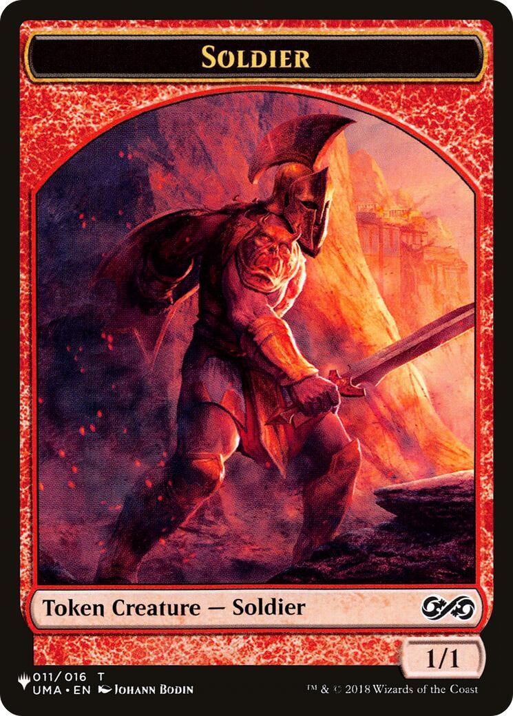 Image for Soldier (UMA) // Kobolds of Kher Keep (MKC) Double-sided Token (11 // 12) [The List Reprints] - Magic: The Gathering