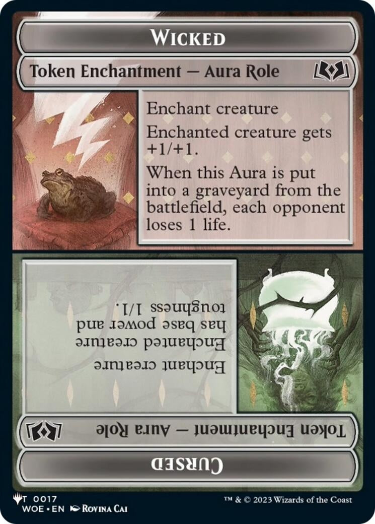 Image for Wicked Role / Cursed Role (WOE) // Treasure (MH3) Double-sided Token (17 // 7) [The List Reprints] - Magic: The Gathering