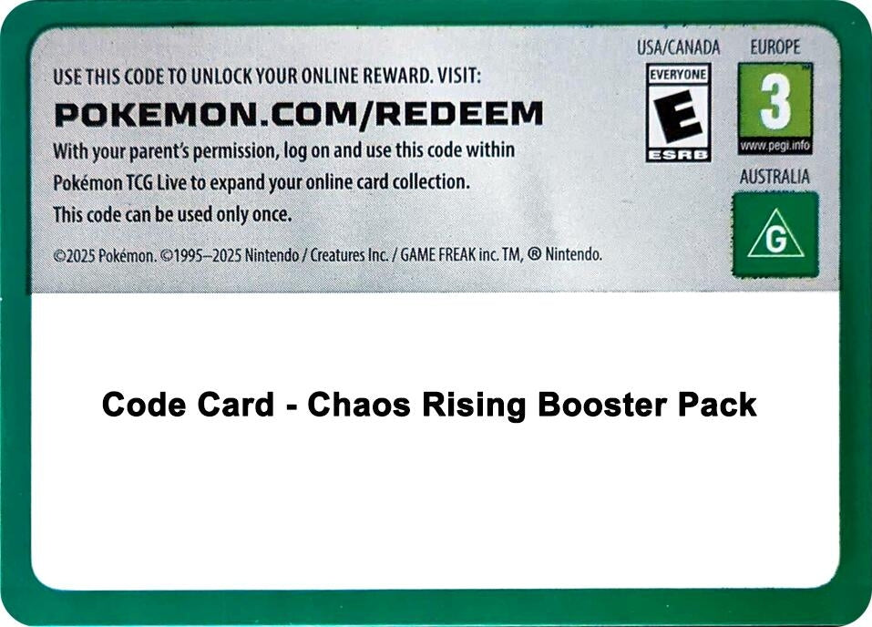 Image for Code Card - Chaos Rising Booster Pack [ME04: Chaos Rising] - Pokemon