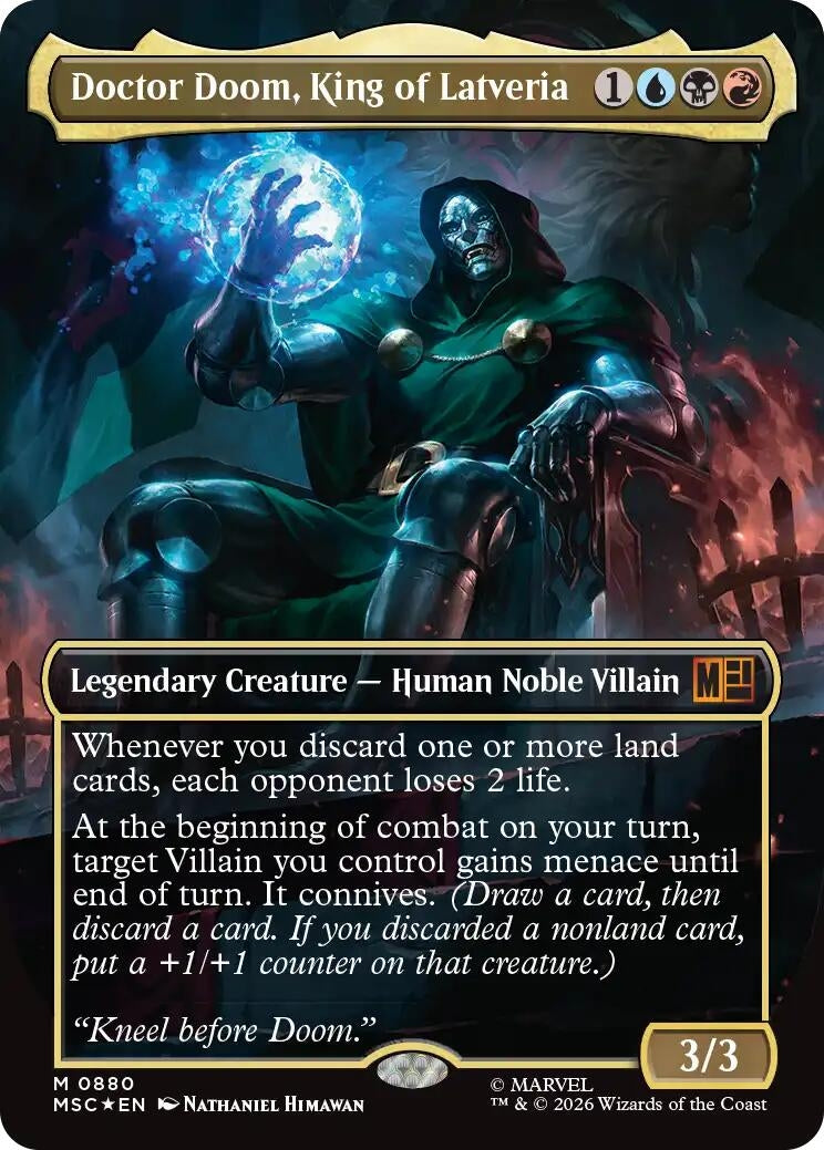 Image for Doctor Doom, King of Latveria (Borderless) (Surge Foil) (880) [Commander: Marvel Super Heroes] - Magic: The Gathering