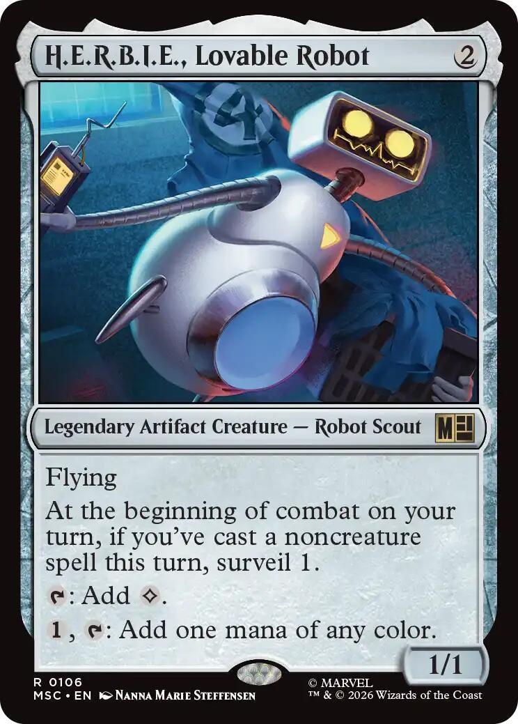 Image for H.E.R.B.I.E., Lovable Robot (Surge Foil) (106) [Commander: Marvel Super Heroes] - Magic: The Gathering