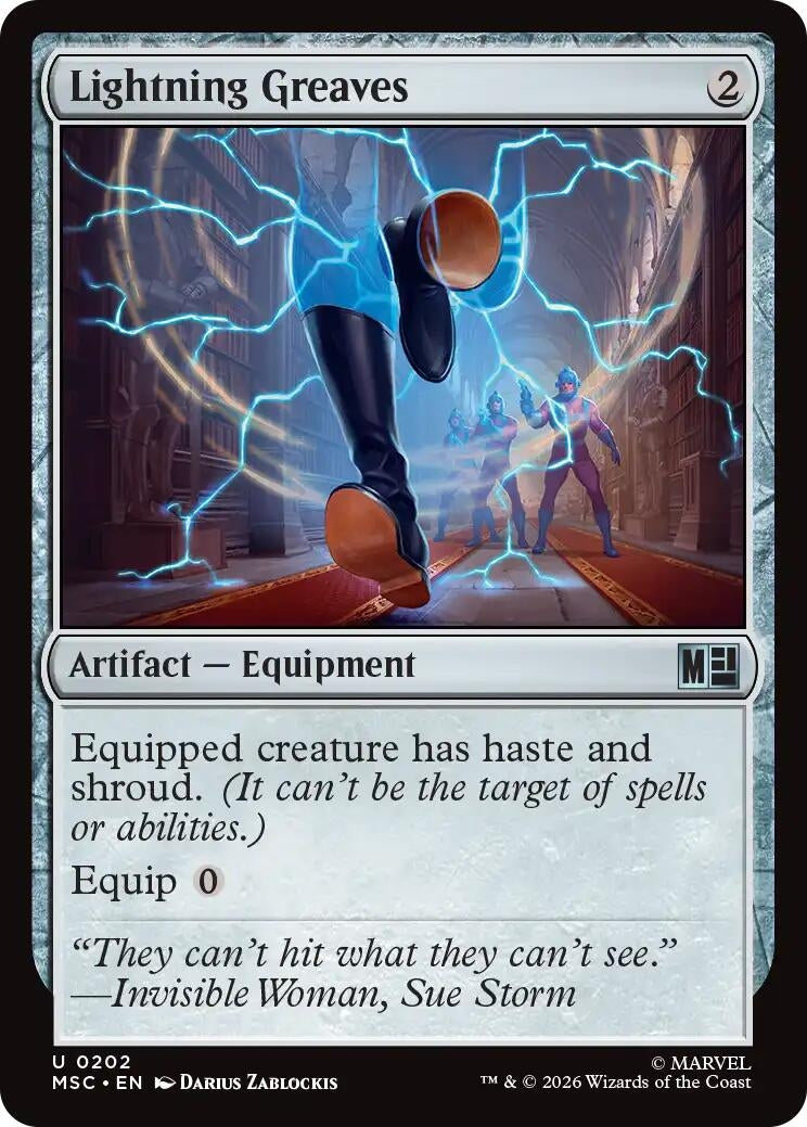 Image for Lightning Greaves (Surge Foil) (202) [Commander: Marvel Super Heroes] - Magic: The Gathering