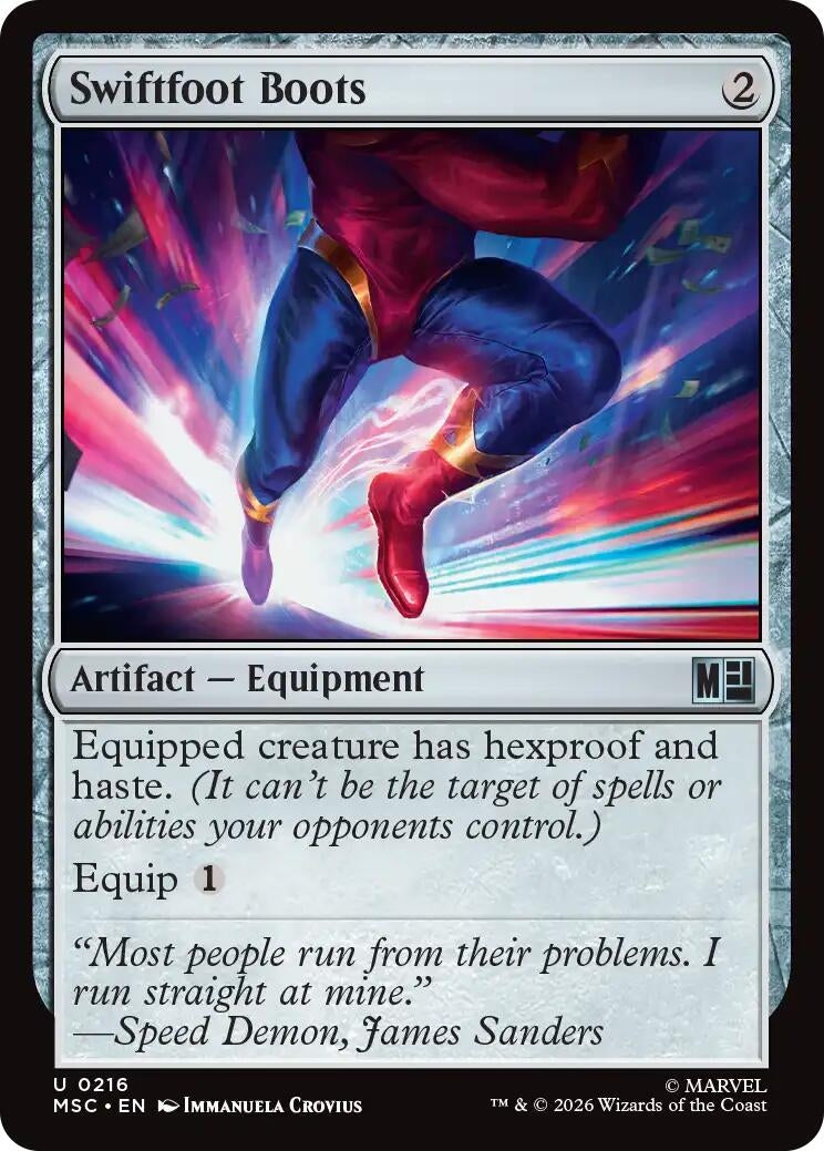 Image for Swiftfoot Boots (Surge Foil) (216) [Commander: Marvel Super Heroes] - Magic: The Gathering
