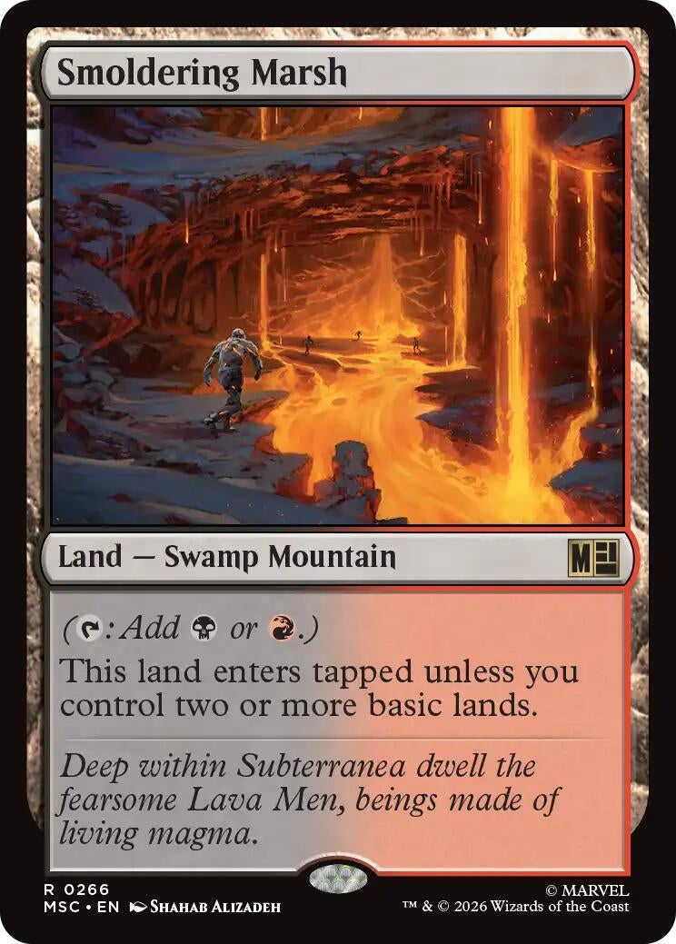 Image for Smoldering Marsh (Surge Foil) (266) [Commander: Marvel Super Heroes] - Magic: The Gathering