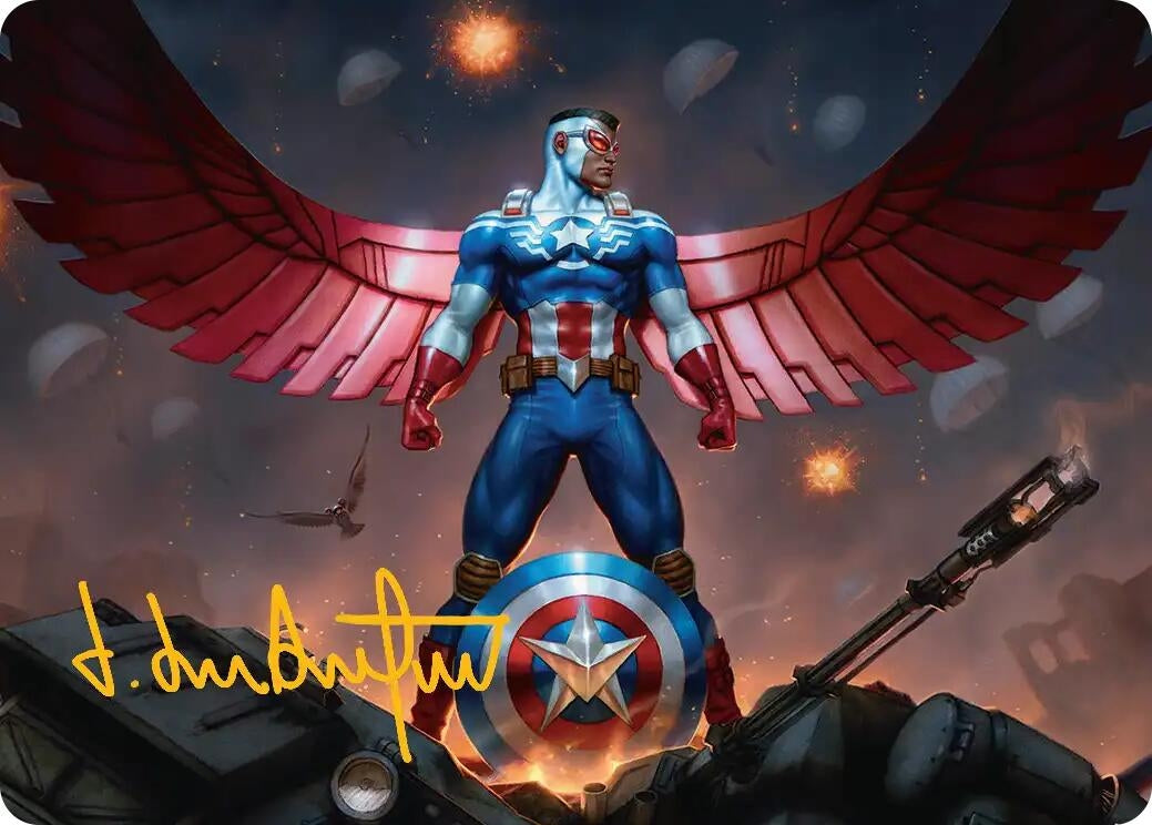 Image for Captain America, Wings of Freedom Art Card (2/45) (Gold-Stamped Signature) (2) [Art Series: Marvel Super Heroes] - Magic: The Gathering