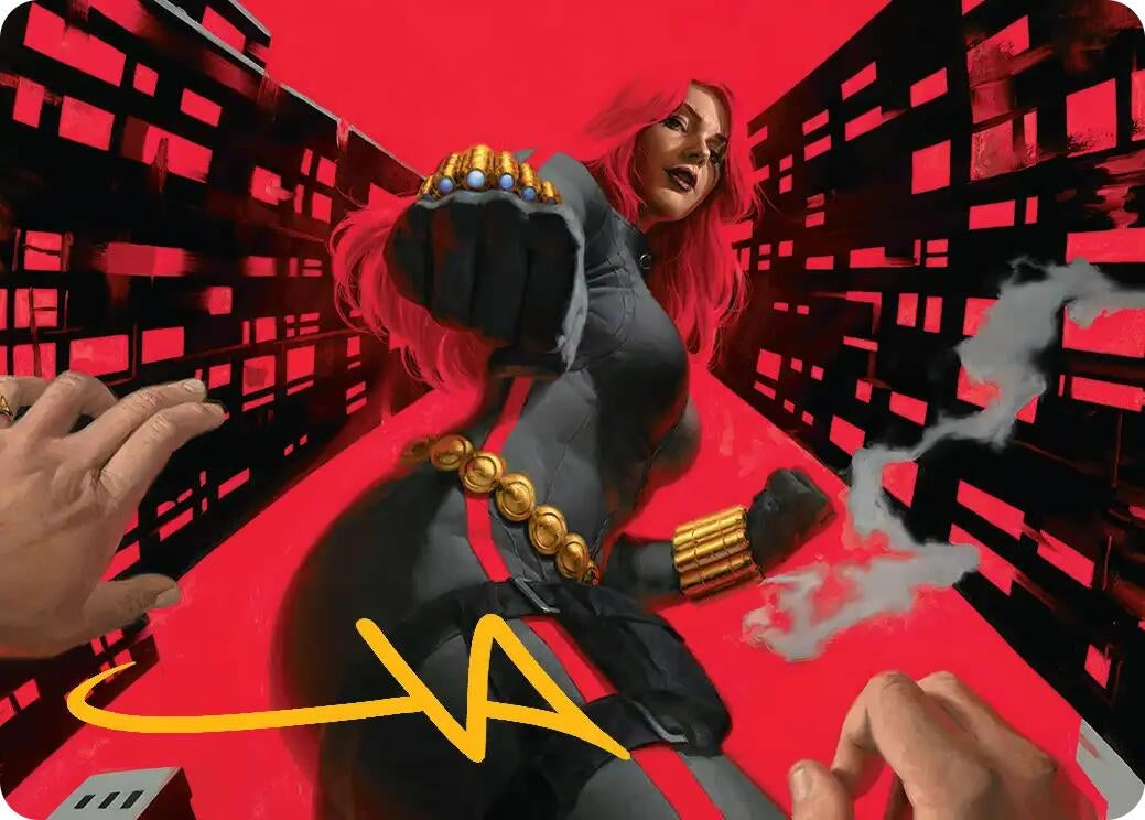 Image for Black Widow, Deadly Hunter Art Card (Gold-Stamped Signature) (42) [Art Series: Marvel Super Heroes] - Magic: The Gathering