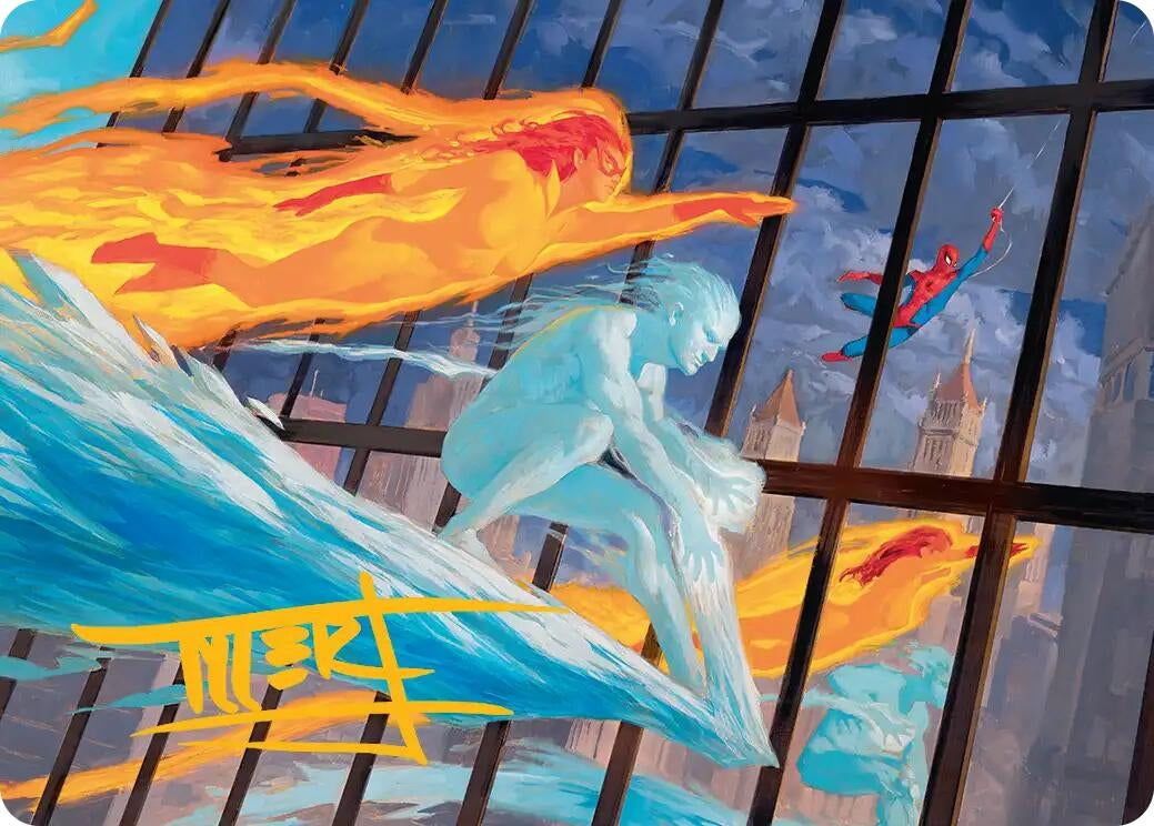 Image for Iceman and Firestar Art Card (Gold-Stamped Signature) (45) [Art Series: Marvel Super Heroes] - Magic: The Gathering