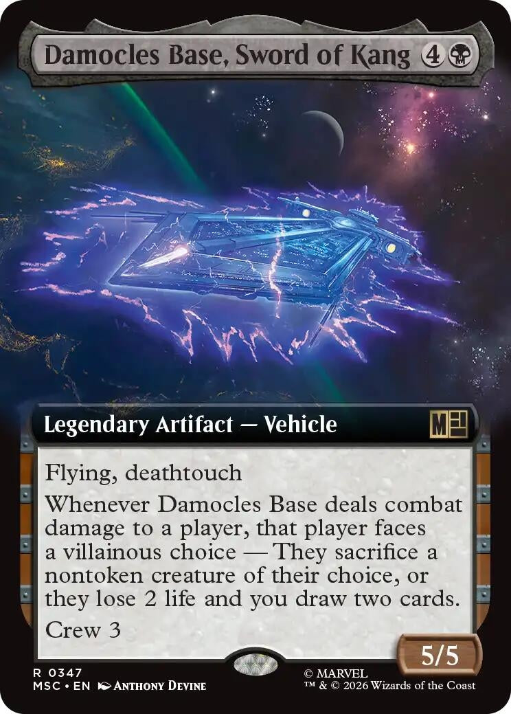 Image for Damocles Base, Sword of Kang (Extended Art) (347) [Commander: Marvel Super Heroes] - Magic: The Gathering