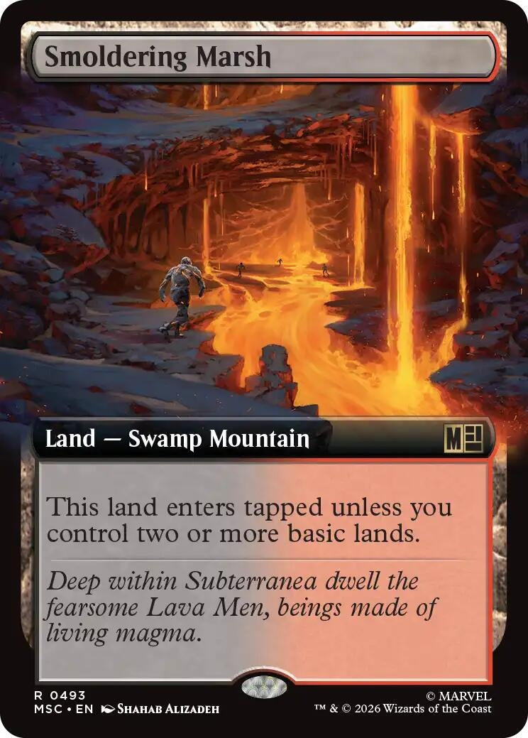 Image for Smoldering Marsh (Extended Art) (493) [Commander: Marvel Super Heroes] - Magic: The Gathering
