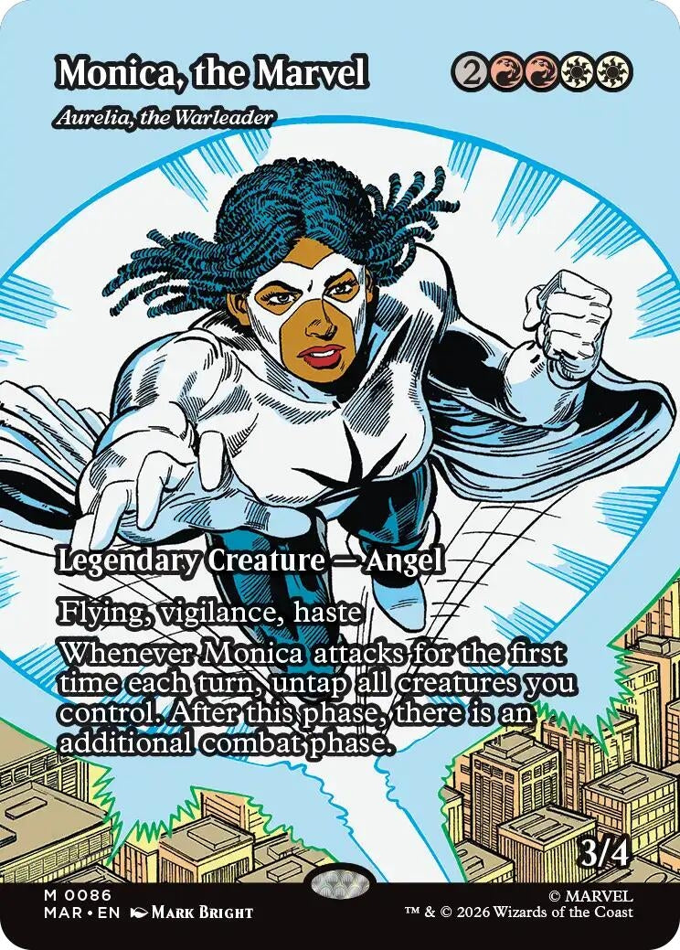 Image for Monica, the Marvel - Aurelia, the Warleader (Borderless) (86) [Marvel Universe Eternal-Legal] - Magic: The Gathering