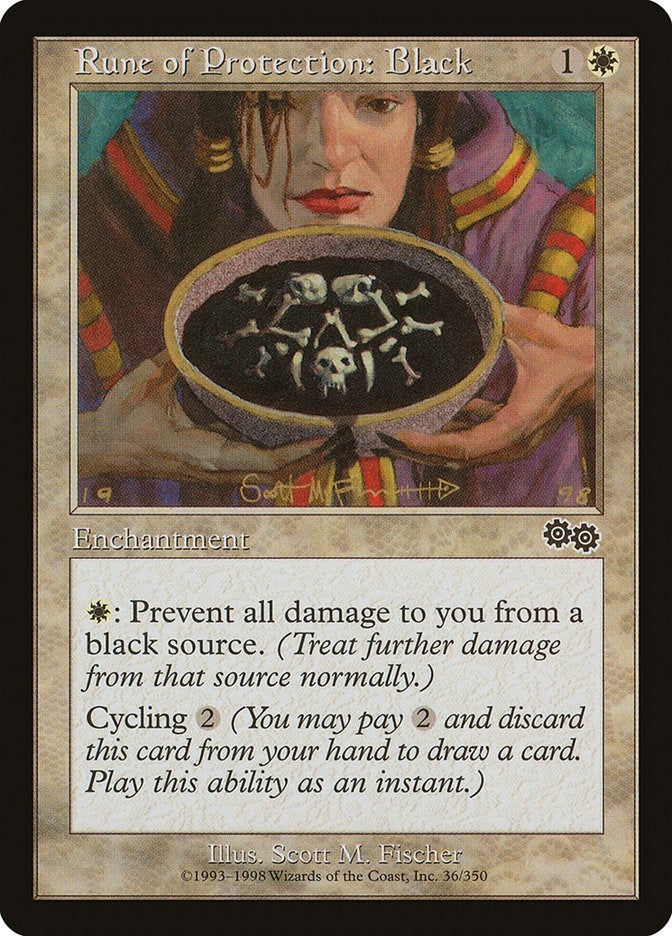 Image for Rune of Protection: Black (36) [Urza's Saga] - Magic: The Gathering