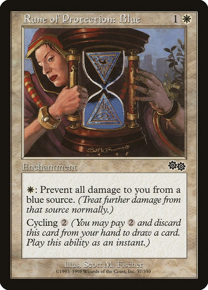 Image for Rune of Protection: Blue (37) [Urza's Saga] - Magic: The Gathering