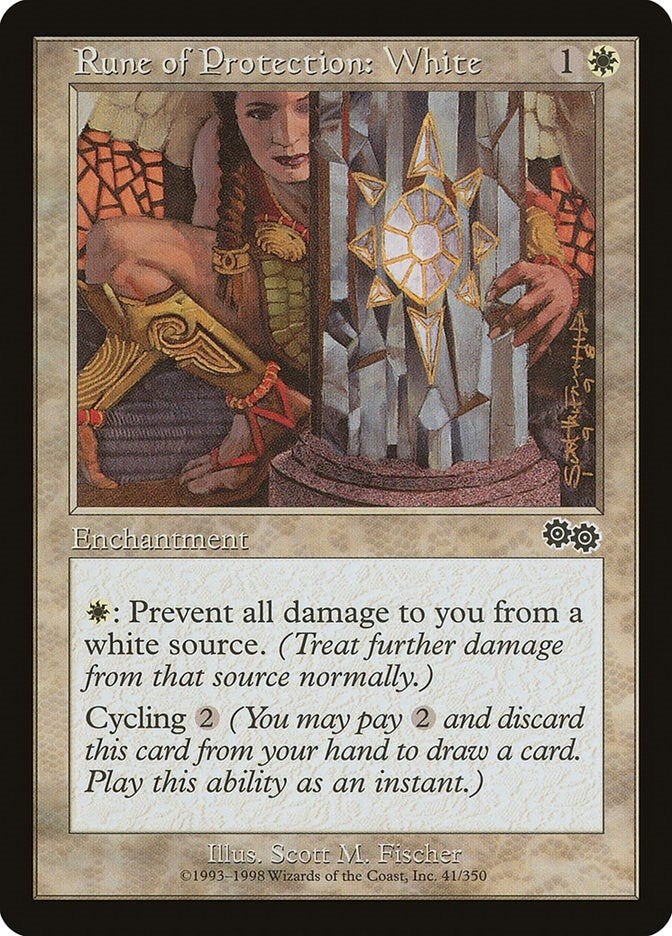 Image for Rune of Protection: White (41) [Urza's Saga] - Magic: The Gathering