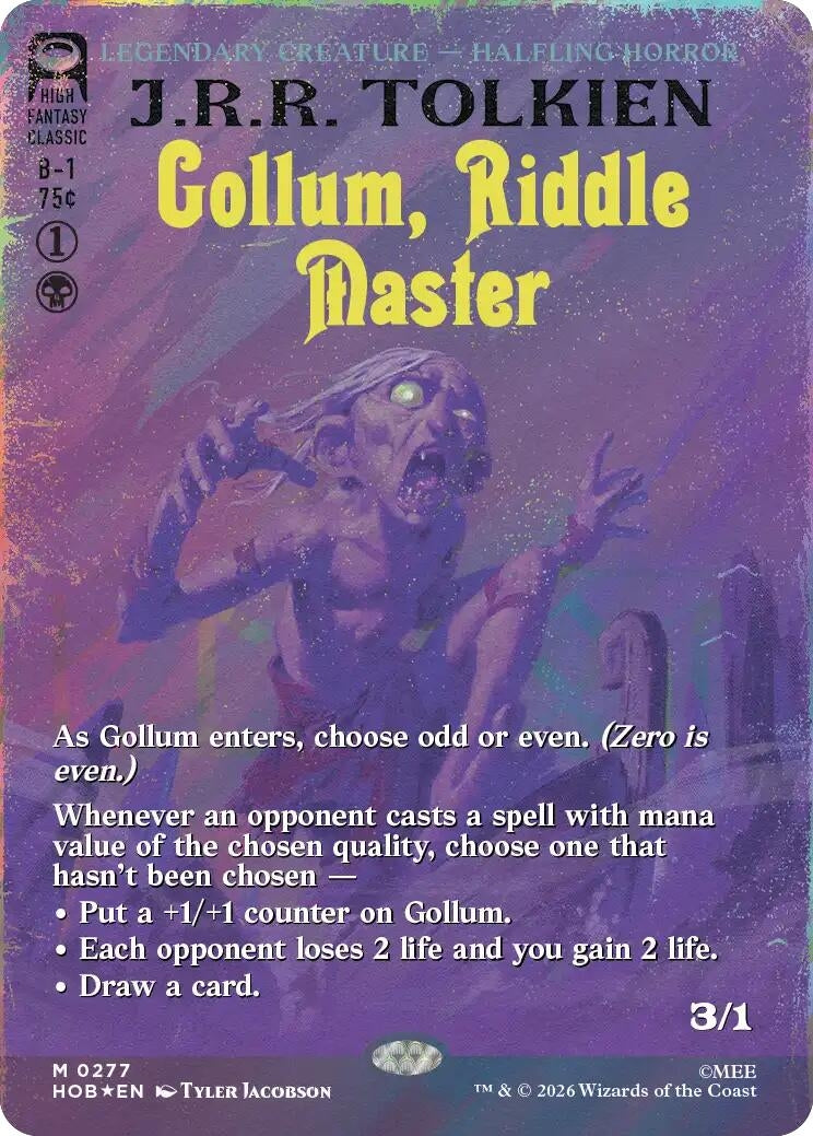 Image for Gollum, Riddle Master (Borderless) (Surge Foil) (277) [The Hobbit] (HOB) - Magic: The Gathering