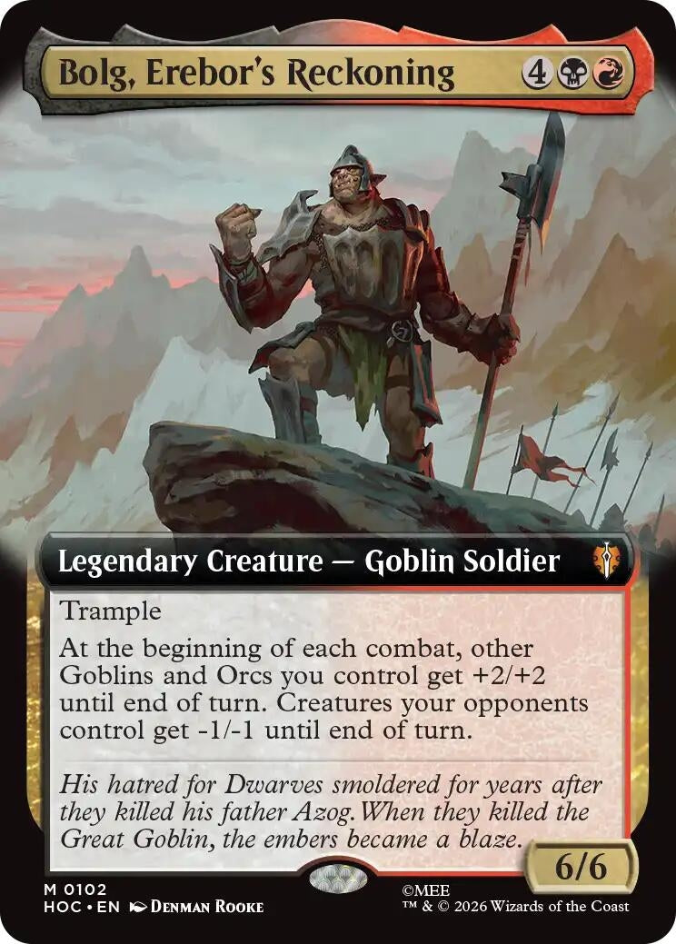 Image for Bolg, Erebor's Reckoning (Extended Art) (102) [The Hobbit: Eternal-Legal] (HOC) - Magic: The Gathering