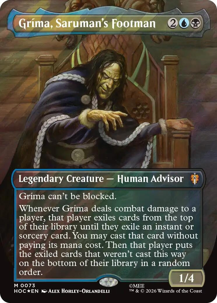 Image for Grima, Saruman's Footman (Borderless) (Surge Foil) (73) [The Hobbit: Eternal-Legal] (HOC) - Magic: The Gathering