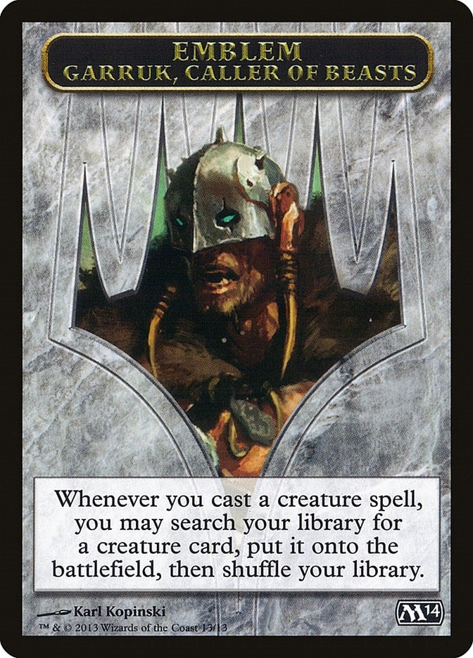 Image for Emblem - Garruk, Caller of Beasts (13) [Magic 2014 (M14)] - Magic: The Gathering
