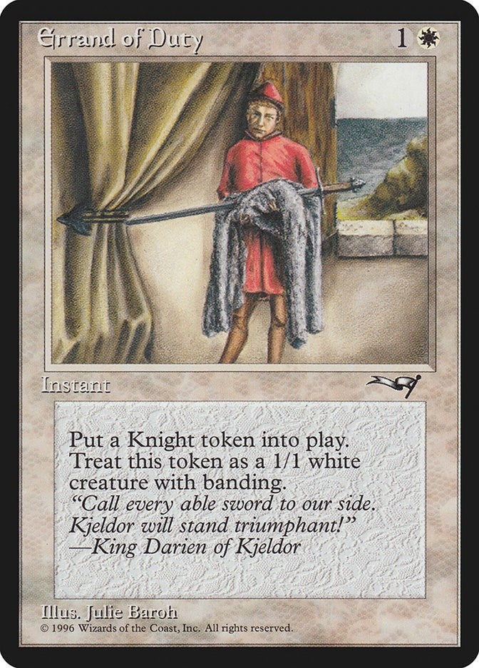 Image for Errand of Duty (Page Holding Sword) (128) [Alliances] - Magic: The Gathering