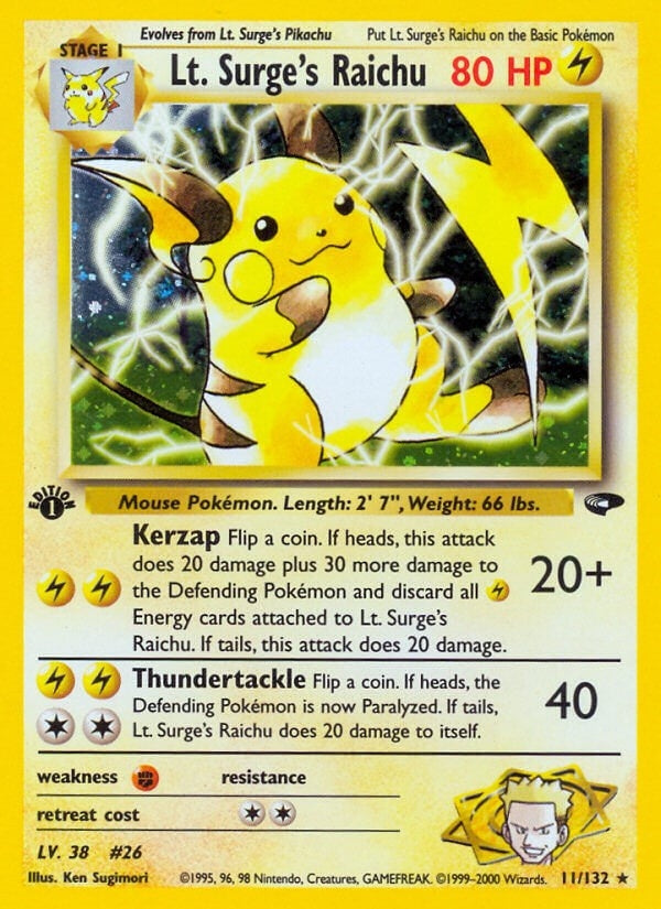 Image for Lt. Surge's Raichu (011/132) [Gym Challenge] - Pokemon
