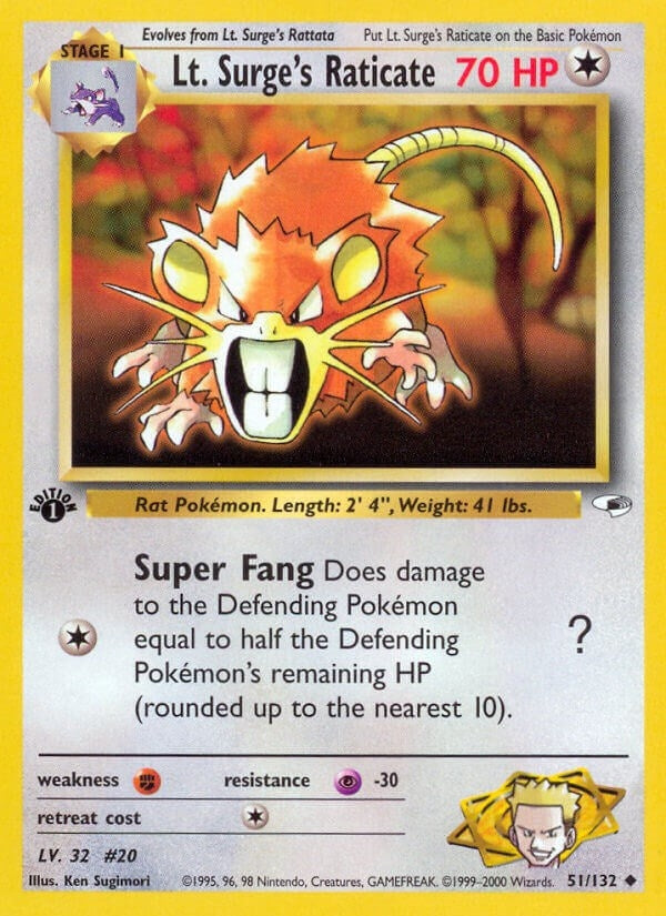 Image for Lt. Surge's Raticate (051/132) [Gym Heroes] - Pokemon