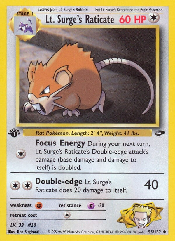 Image for Lt. Surge's Raticate (053/132) [Gym Challenge] - Pokemon