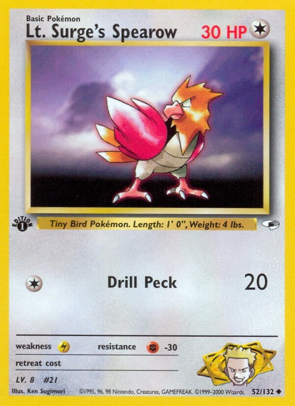 Image for Lt. Surge's Spearow (52) (052/132) [Gym Heroes] - Pokemon