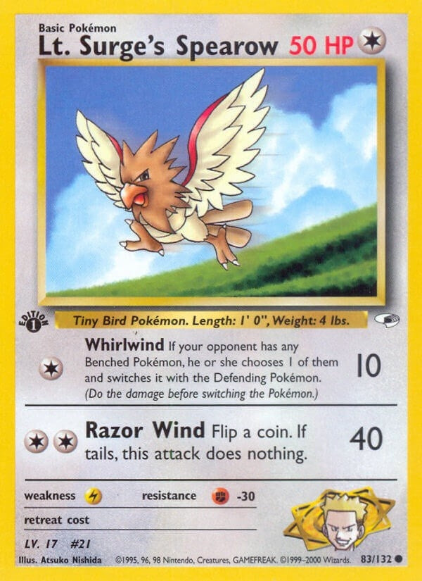 Image for Lt. Surge's Spearow (83) (083/132) [Gym Heroes] - Pokemon