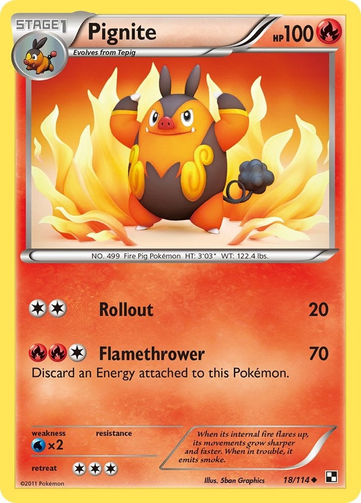 Image for Pignite (18) (18/114) [Black and White] - Pokemon
