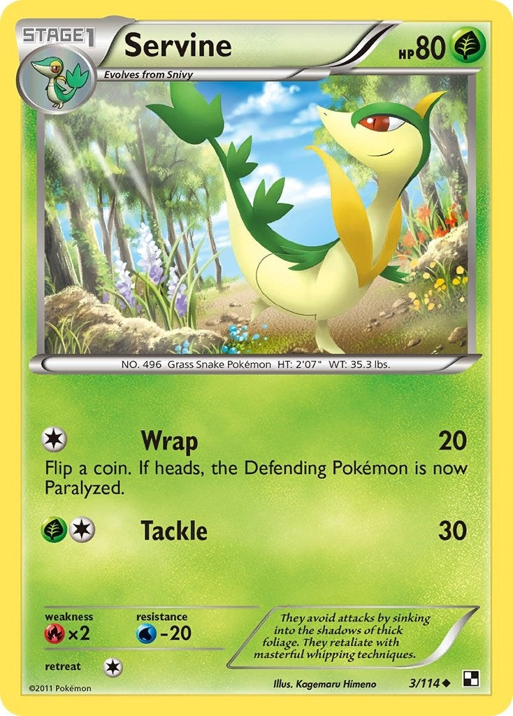 Image for Servine (3) (3/114) [Black and White] - Pokemon