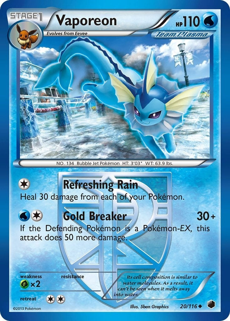 Image for Vaporeon (Team Plasma) (20/116) [Plasma Freeze] - Pokemon