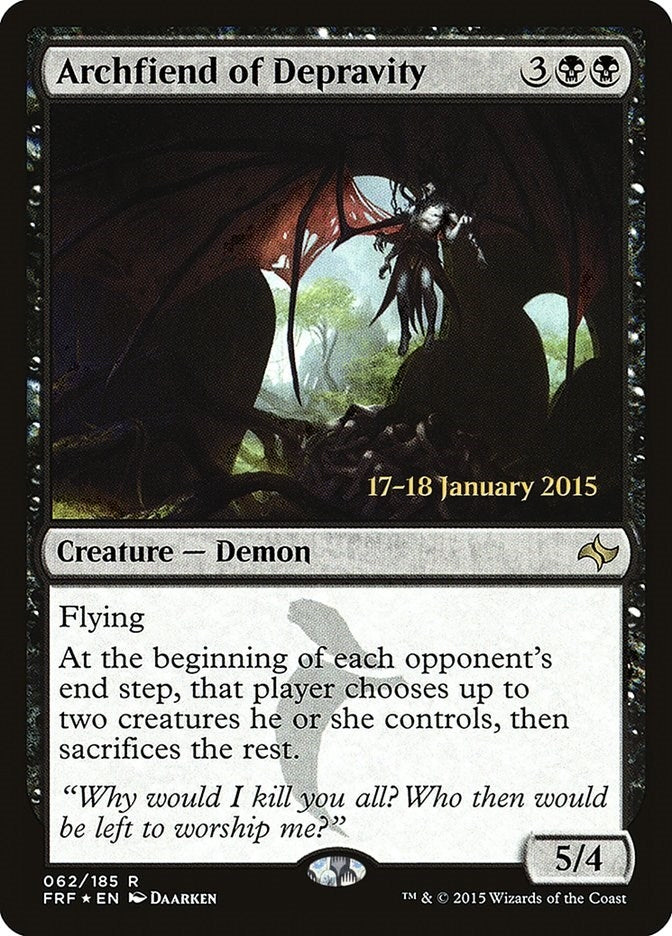 Image for Archfiend of Depravity (62) [Prerelease Cards] - Magic: The Gathering